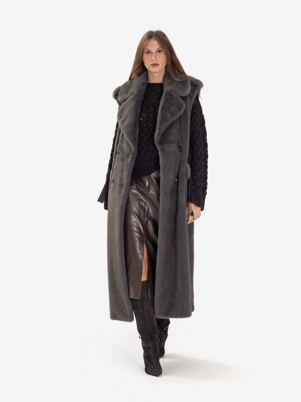 P.A.R.O.S.H. Gilet lungo ecopelliccia doppiopetto Grigio