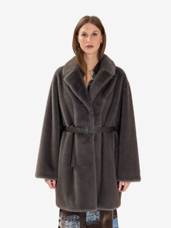 P.A.R.O.S.H. Ecopelliccia corta + cinta Grigio