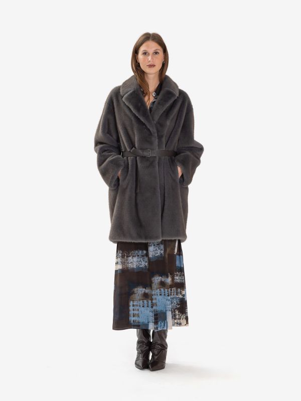 P.A.R.O.S.H. Ecopelliccia corta + cinta Grigio