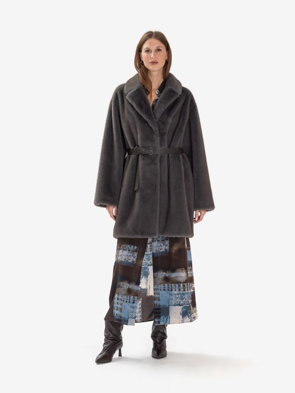 P.A.R.O.S.H. Ecopelliccia corta + cinta Grigio