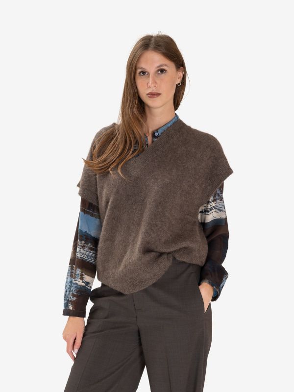 P.A.R.O.S.H. Gilet smanicato lana Castagna