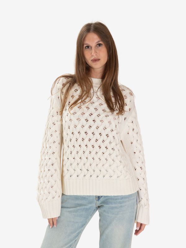 P.A.R.O.S.H. Maglione lana trecce Panna