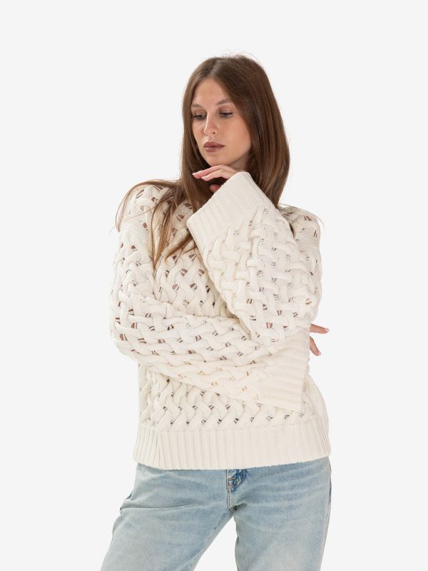 P.A.R.O.S.H. Maglione lana trecce Panna