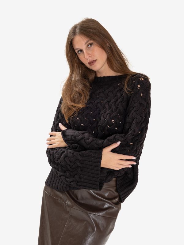 P.A.R.O.S.H. Maglione lana trecce Testa di moro