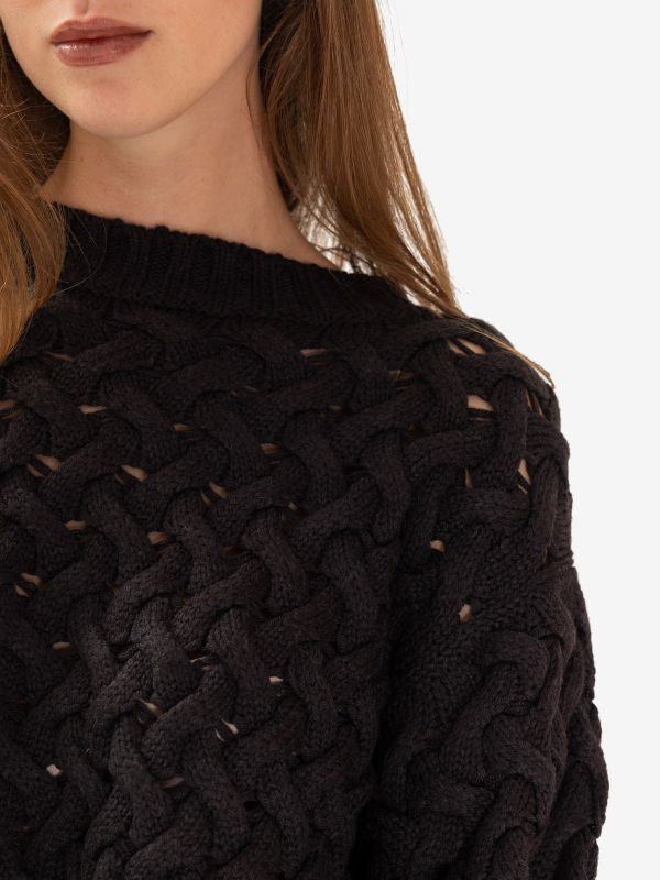 P.A.R.O.S.H. Maglione lana trecce Testa di moro