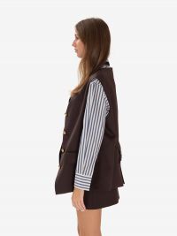 P.A.R.O.S.H. Gilet oversize frescolana bottoni oro Testa di moro