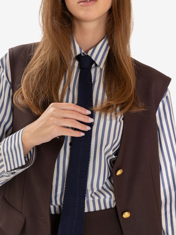 P.A.R.O.S.H. Gilet oversize frescolana bottoni oro Testa di moro