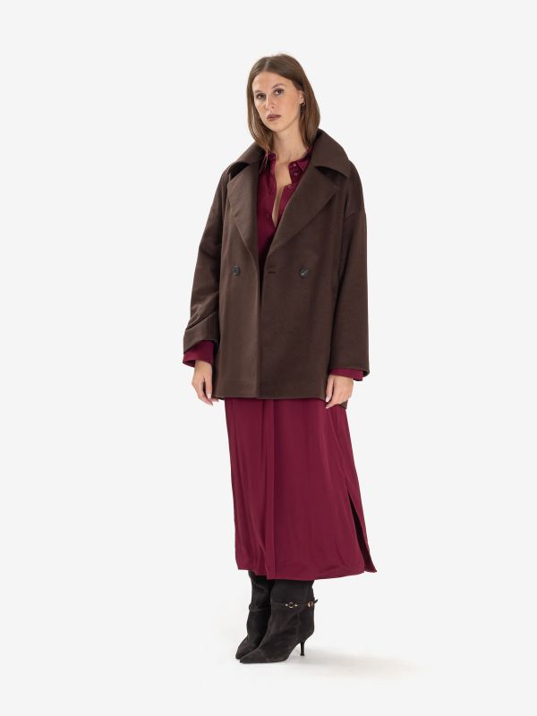 MOUCHE Cappottino corto lana doppiopetto Marrone