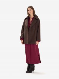 MOUCHE Cappottino corto lana doppiopetto Marrone