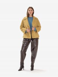 MOUCHE Cappottino corto lana doppiopetto Ocra