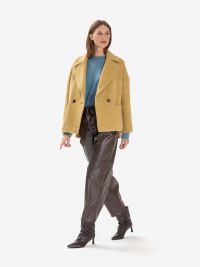 MOUCHE Cappottino corto lana doppiopetto Ocra