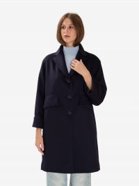 MOUCHE Cappotto corto lana monopetto maniche campana Blu