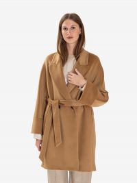 MOUCHE Cappotto doppiopetto con cintura Cammello