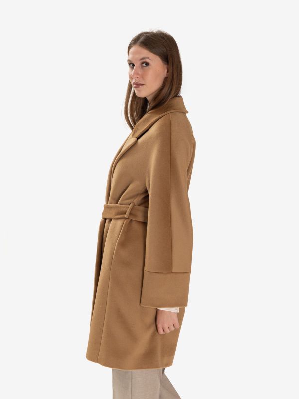 MOUCHE Cappotto doppiopetto con cintura Cammello