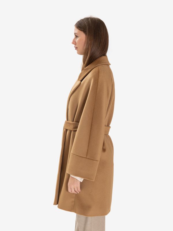 MOUCHE Cappotto doppiopetto con cintura Cammello