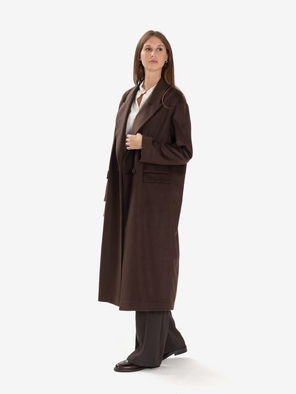 MOUCHE Cappotto lungo lana doppiopetto Marrone