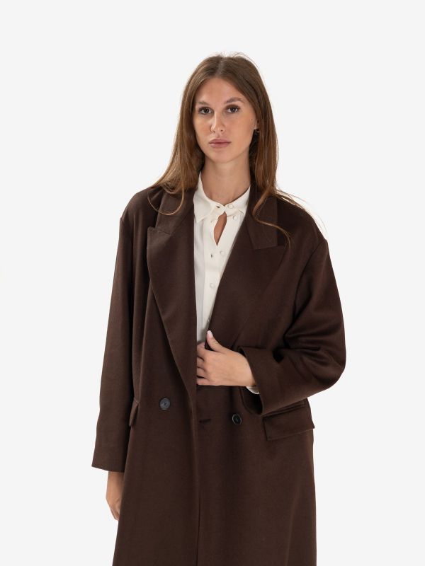 MOUCHE Cappotto lungo lana doppiopetto Marrone