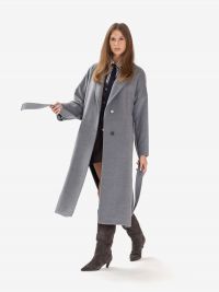 MOUCHE Cappotto lungo lana con cintura Grigio