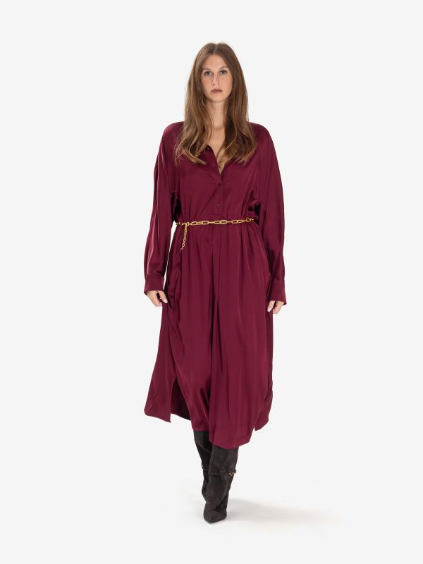 MOMONI' Abito chemisier lungo seta m/l Bordeaux