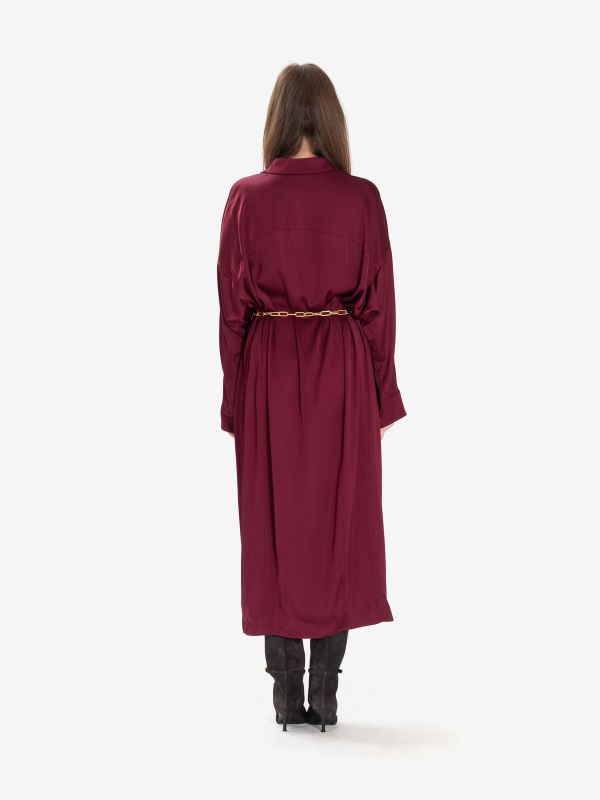 MOMONI' Abito chemisier lungo seta m/l Bordeaux