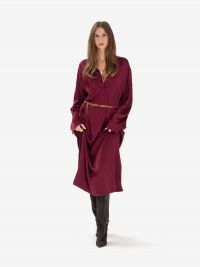 MOMONI' Abito chemisier lungo seta m/l Bordeaux