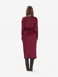 MOMONI' Abito midi m/l viscosa con fusciacca Prugna