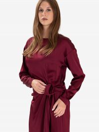 MOMONI' Abito midi m/l viscosa con fusciacca Prugna