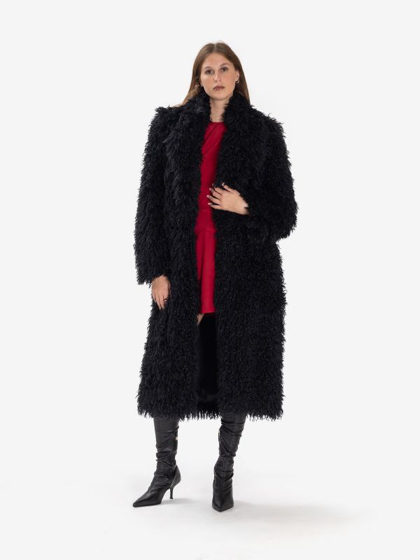 MOMONI' Cappotto pelliccia lungo Nero