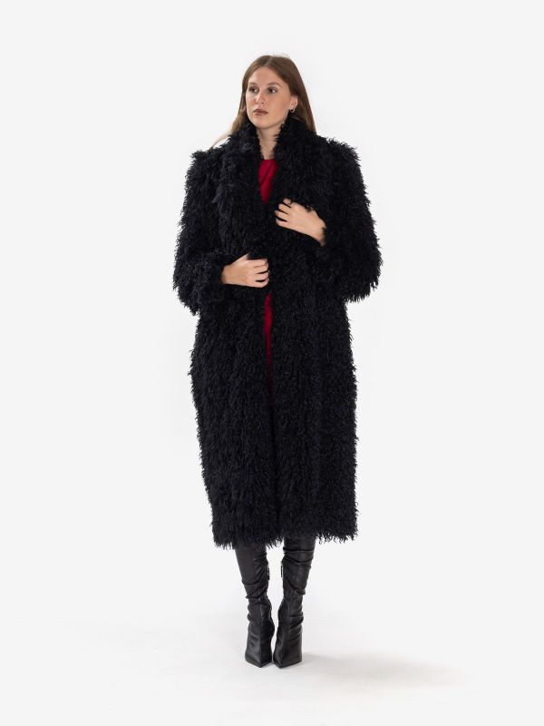 MOMONI' Cappotto pelliccia lungo Nero