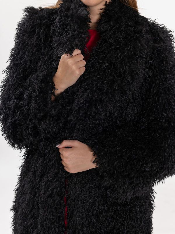 MOMONI' Cappotto pelliccia lungo Nero