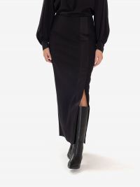 MOMONI' Gonna tubino frescolana lunga con spacco Nero