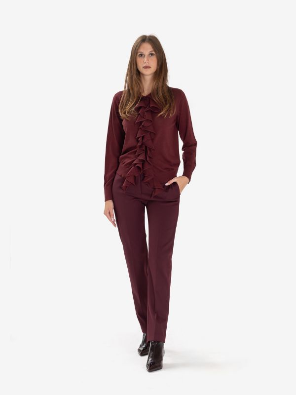 ERIKA CAVALLINI Cardigan con rouches Bordeaux