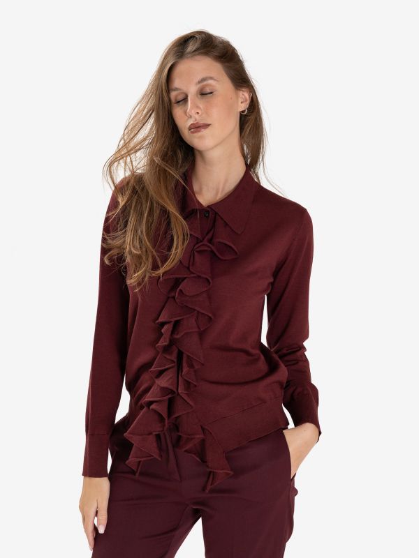 ERIKA CAVALLINI Cardigan con rouches Bordeaux