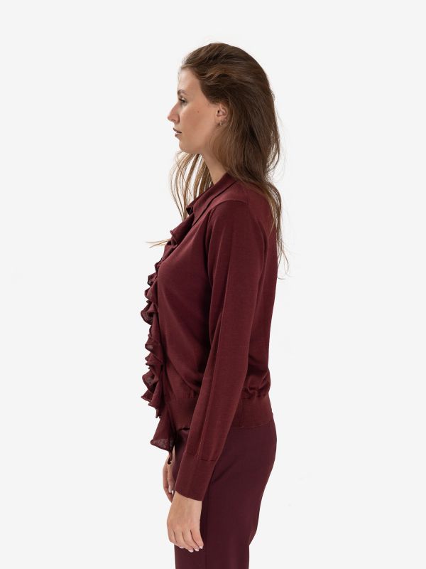 ERIKA CAVALLINI Cardigan con rouches Bordeaux