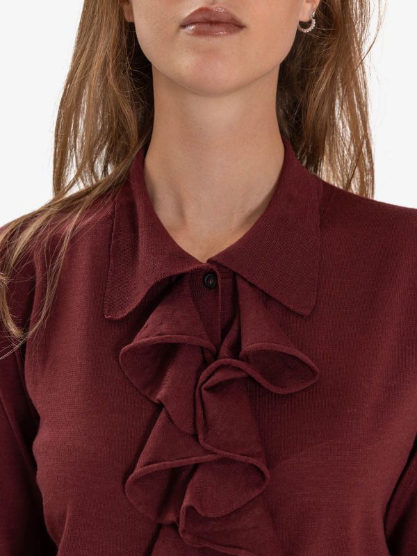 ERIKA CAVALLINI Cardigan con rouches Bordeaux