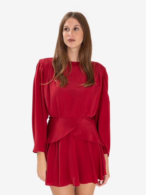 ERIKA CAVALLINI Abito corto seta con spalline Rubino