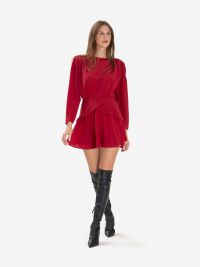 ERIKA CAVALLINI Abito corto seta con spalline Rubino