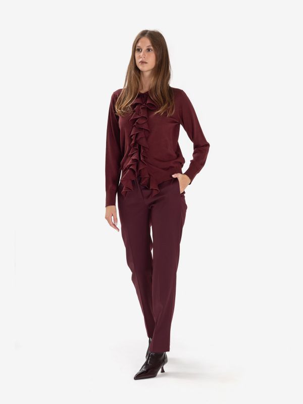 ERIKA CAVALLINI Pantalone sigaretta frescolana Bordeaux