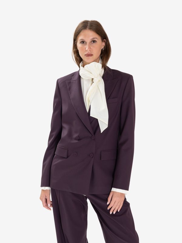 FEDERICA TOSI Blazer oversize doppiopetto frescolana Prugna