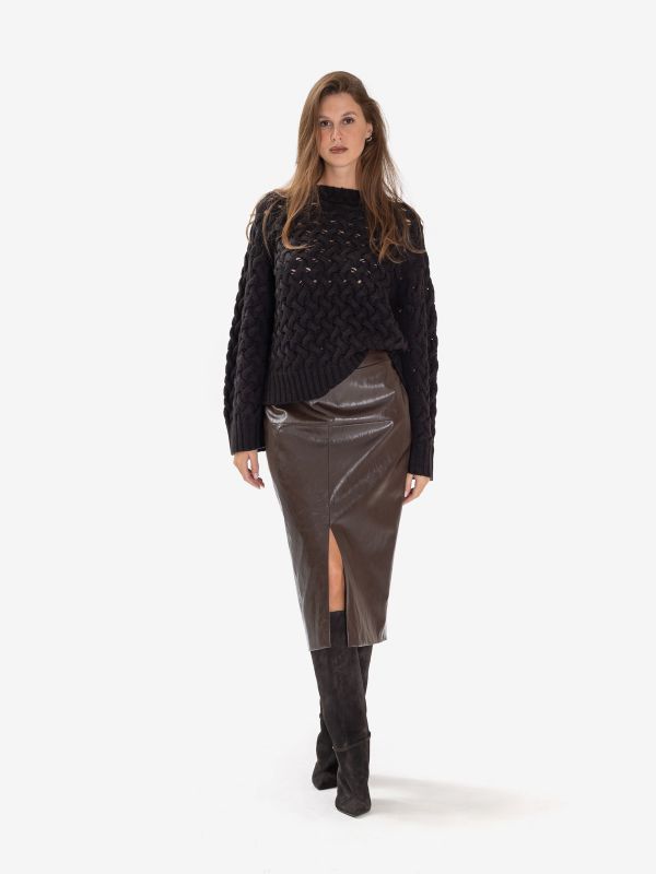 FEDERICA TOSI Gonna longuette ecopelle Marrone