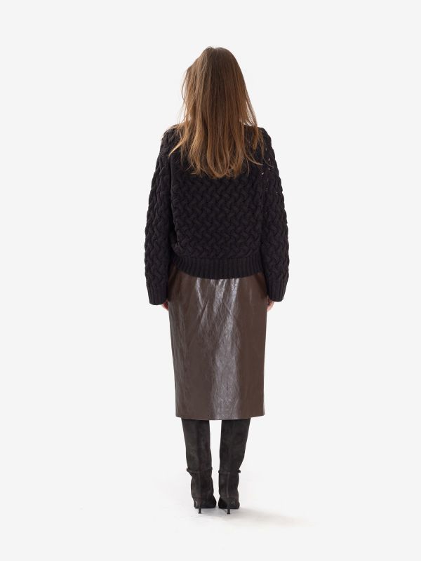 FEDERICA TOSI Gonna longuette ecopelle Marrone