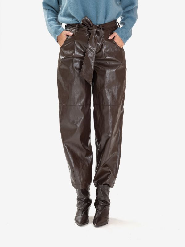 FEDERICA TOSI Pantalone baloon ecopelle Marrone