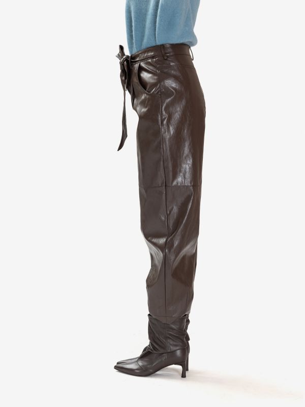 FEDERICA TOSI Pantalone baloon ecopelle Marrone