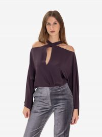 FEDERICA TOSI Blusa m/l seta scollo intrecciato Prugna