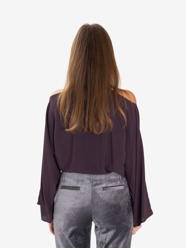 FEDERICA TOSI Blusa m/l seta scollo intrecciato Prugna