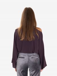 FEDERICA TOSI Blusa m/l seta scollo intrecciato Prugna