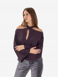 FEDERICA TOSI Blusa m/l seta scollo intrecciato Prugna