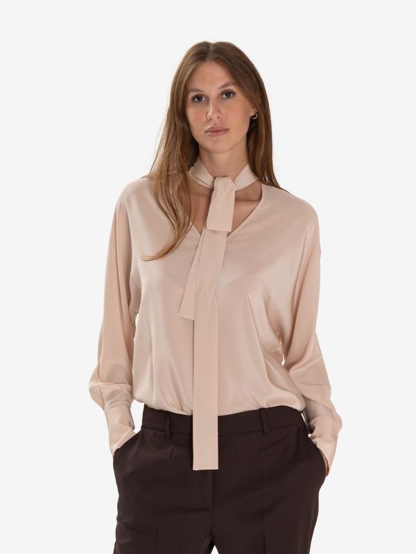 MAX MARA STUDIO Blusa m/l seta con sciarpetta Cipria