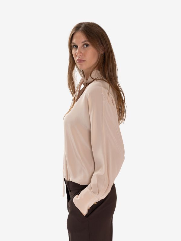 MAX MARA STUDIO Blusa m/l seta con sciarpetta Cipria