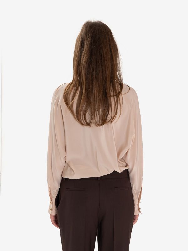 MAX MARA STUDIO Blusa m/l seta con sciarpetta Cipria
